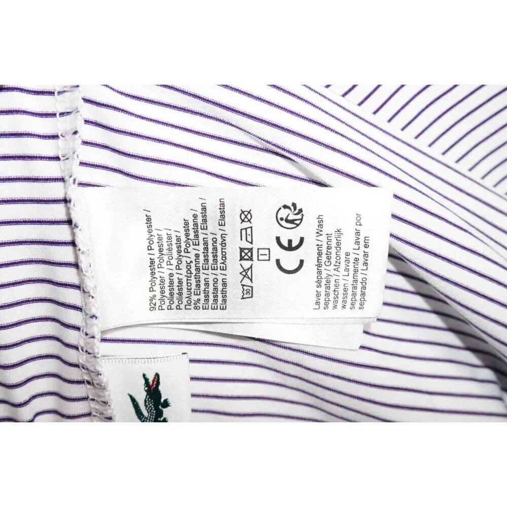 Lacoste Sport Polo Shirt - Men's XXL - Striped Purple & White 🐊
